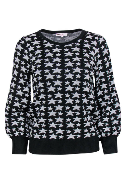 Current Boutique-Parker - Black & Silver Star Print Balloon Sleeve Sweater Sz M