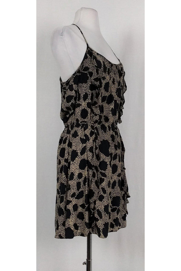 Current Boutique-Parker - Black & Tan Printed Ruffle Dress Sz L