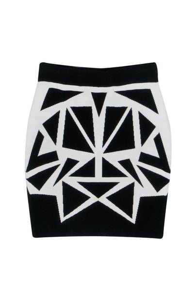 Current Boutique-Parker - Black & White Geometric Print Knit Bodycon Skirt Sz XS