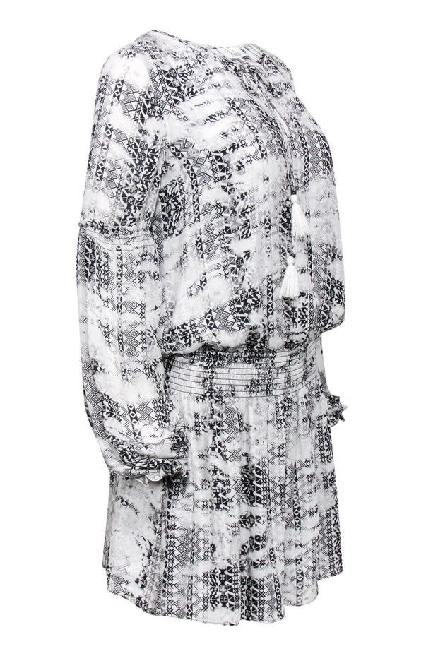 Current Boutique-Parker - Black & White Geometric Print Shift Dress Sz M