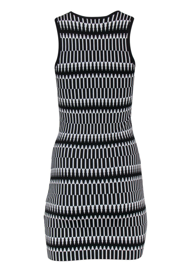 Current Boutique-Parker - Black & White Patterned Knit Tank Bodycon Dress Sz S