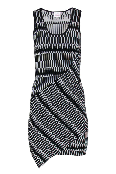 Current Boutique-Parker - Black & White Patterned Knit Tank Bodycon Dress Sz S
