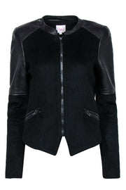 Current Boutique-Parker - Black Wool Blend Moto Jacket w/ Leather Accents Sz L