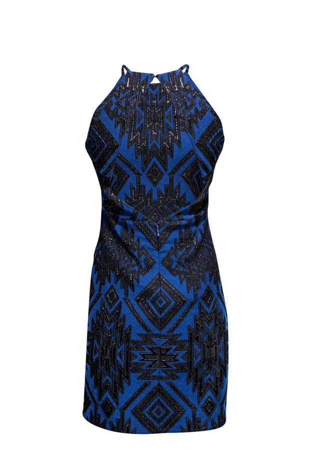 Current Boutique-Parker - Blue & Black Aztec Print Halter Dress Sz M