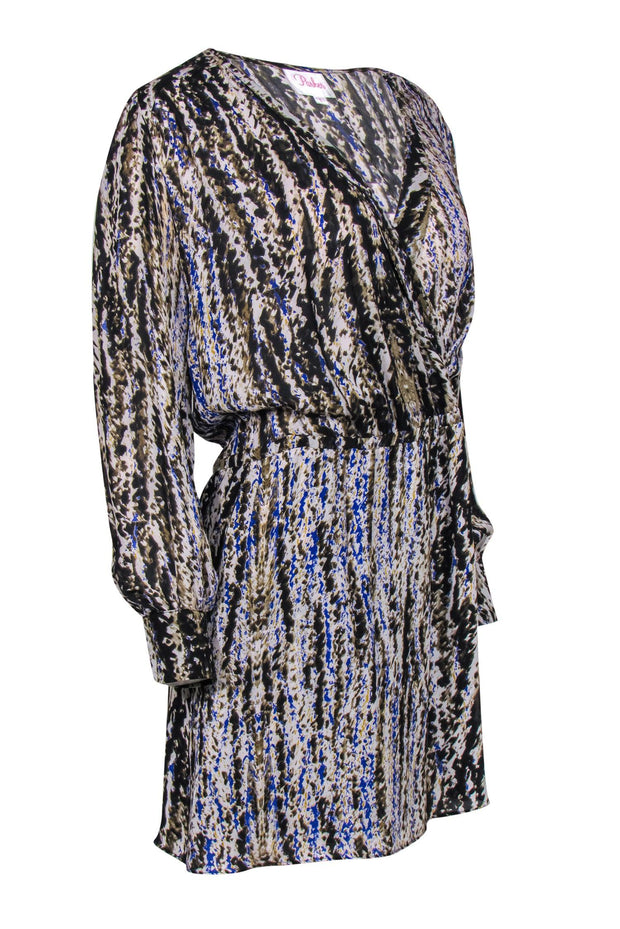 Current Boutique-Parker - Blue, Black & Gray Marbled Faux Wrap Dress Sz S