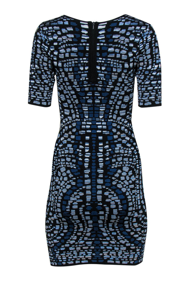 Current Boutique-Parker - Blue & Black Patterned Bandage Dress Sz M