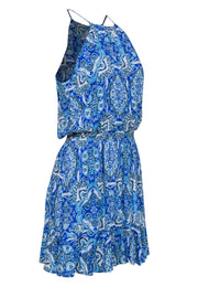 Current Boutique-Parker - Blue Paisley Printed "Glacius" Smocked Waist Mini Dress Sz M
