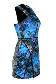Current Boutique-Parker - Blue & Purple Abstract Floral Print Dress Sz S
