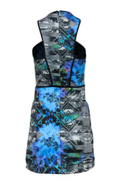 Current Boutique-Parker - Blue & Purple Abstract Floral Print Dress Sz S