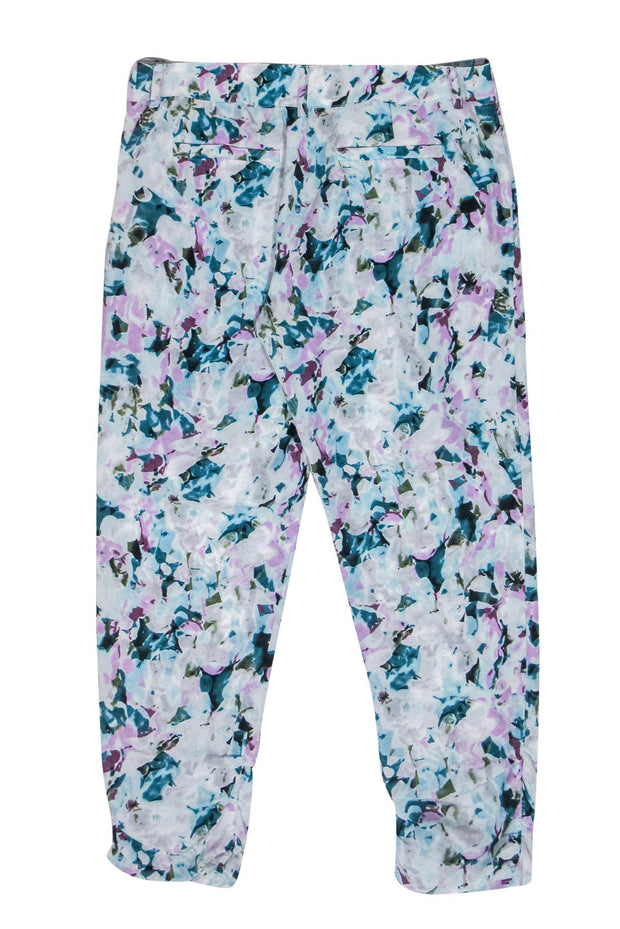 Current Boutique-Parker - Blue & Purple Floral Print Skinny Trousers Sz 4