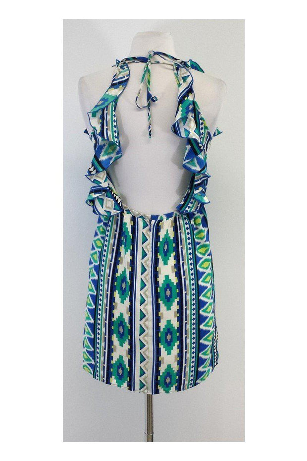 Current Boutique-Parker - Blue Tone Silk Geo Print Dress Sz XS