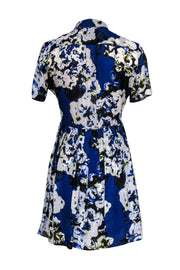 Current Boutique-Parker - Blue & White Floral Print Silk Shirt Dress Sz S