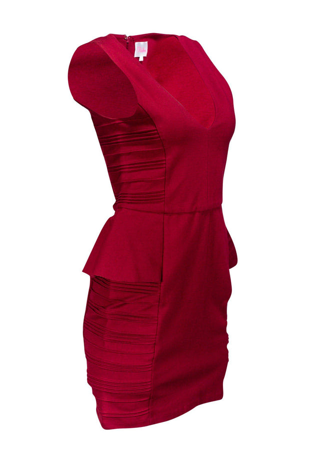 Current Boutique-Parker - Burgundy Peplum Bodycon Dress Sz L