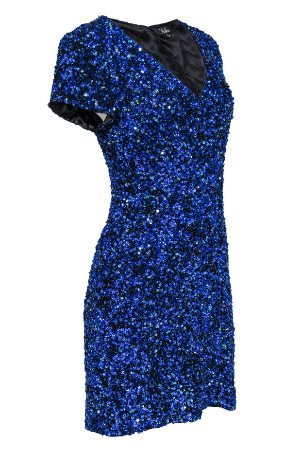 Current Boutique-Parker - Cobalt Blue Sequin Cap Sleeve Sheath Dress Sz 10