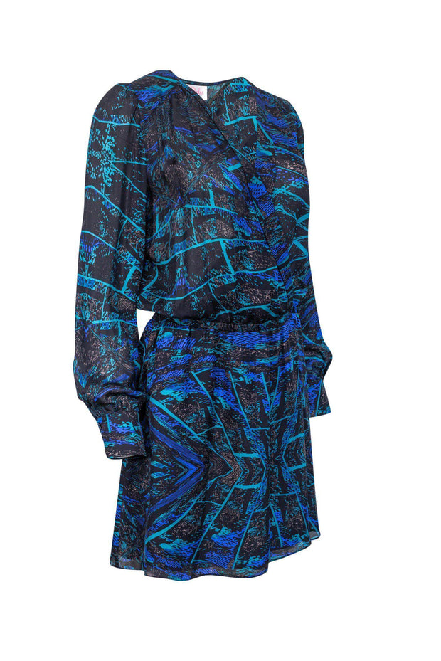 Current Boutique-Parker - Green & Blue Silk Wrap Dress Sz S