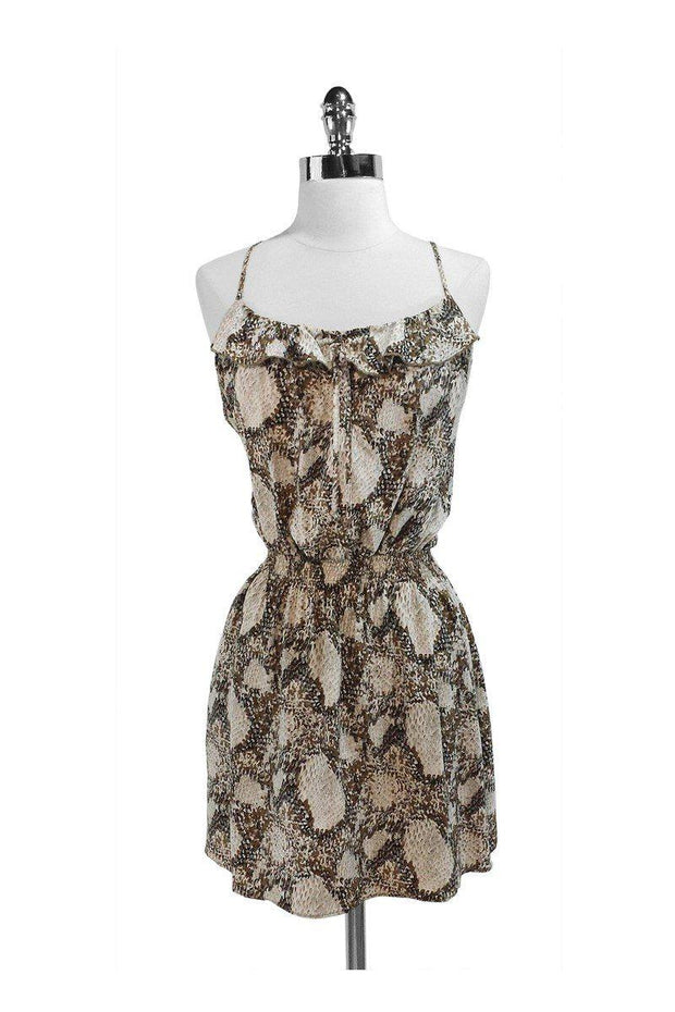 Current Boutique-Parker - Grey/Taupe Print Silk Dress Sz L