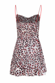 Current Boutique-Parker - Ivory, Coral & Black Print Fit & Flare Silk Mini Dress Sz S