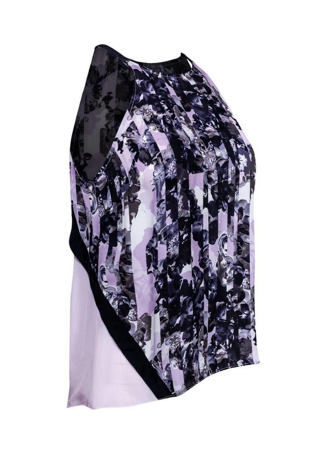Current Boutique-Parker - Lavender & Floral Silk Tank Top Sz S