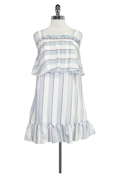 Current Boutique-Parker - Light Blue Striped Ruffle Dress Sz XS