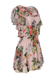 Current Boutique-Parker - Light Pink Floral Print Ruffle Sleeveless Sheath Dress Sz S