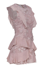 Current Boutique-Parker - Light Pink Ruffle Lace Sheath Dress Sz 4