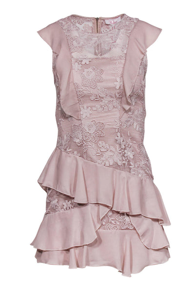 Current Boutique-Parker - Light Pink Ruffle Lace Sleeveless Sheath Dress Sz 0