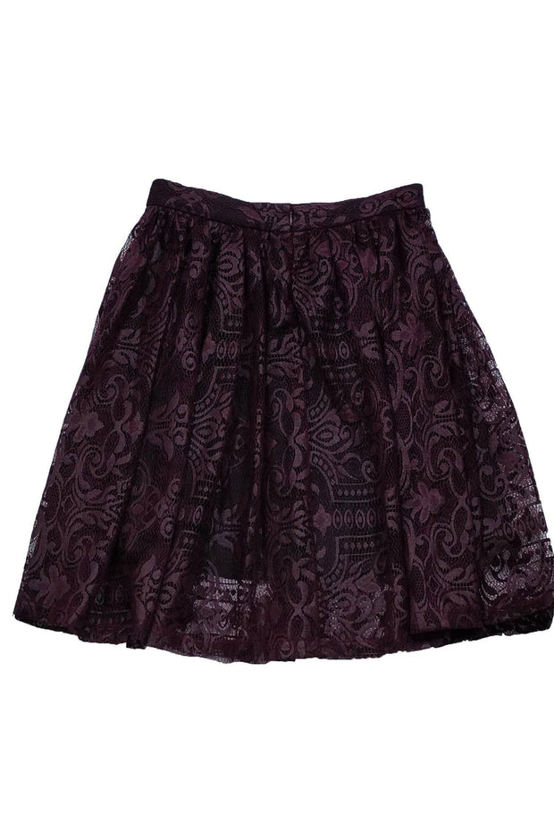 Current Boutique-Parker - Maroon Floral Lace Skirt Sz 4