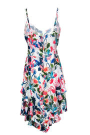 Current Boutique-Parker - Multicolor Floral Print Midi Dress w/ Ruffle Hem Sz L