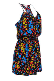 Current Boutique-Parker - Multicolor Floral Print Silk Spaghetti Strap Dress Sz L