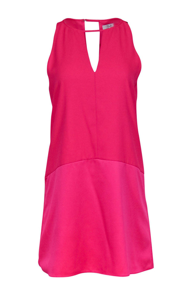 Current Boutique-Parker - Neon Pink Keyhole Neckline Shift Dress Sz M