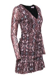 Current Boutique-Parker - Pink Snakeskin Printed Ruched Bodycon Dress Sz 8