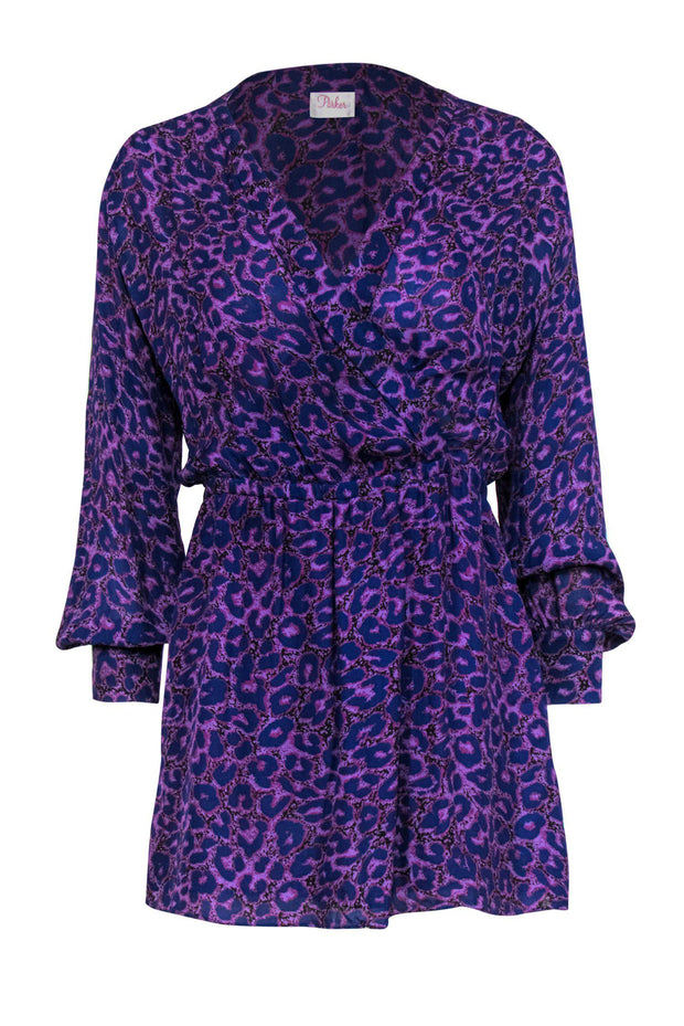 Current Boutique-Parker - Purple Leopard Long Sleeve Mini Dress Sz S
