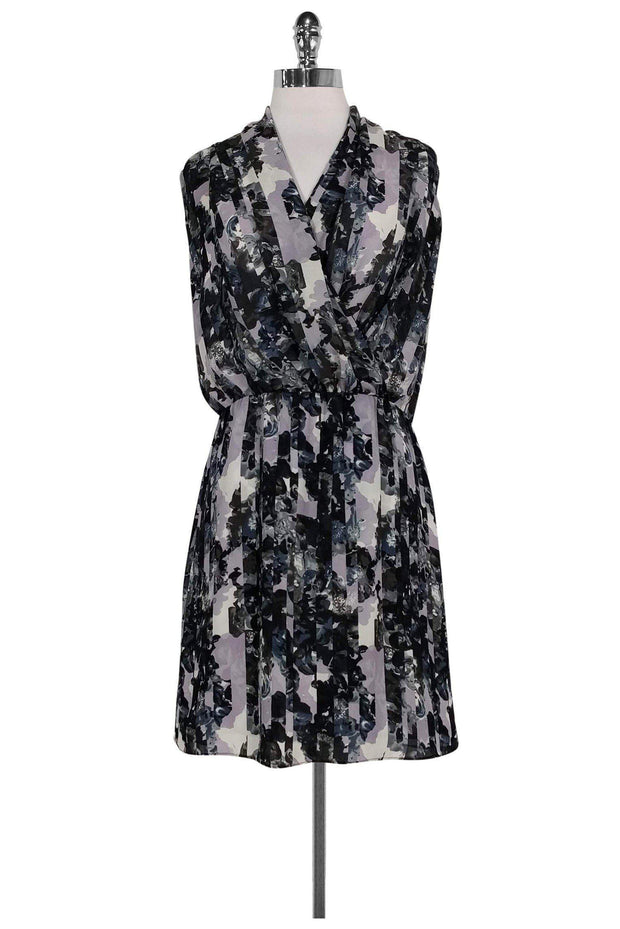 Current Boutique-Parker - Purple & Navy Abstract Floral Dress Sz S