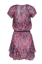 Current Boutique-Parker - Purple, Pink & Blue Marbled Flutter Sleeve Fit & Flare Dress Sz XS