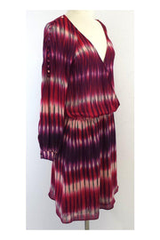 Current Boutique-Parker - Purple, Red & Green Silk Striped Dress Sz L