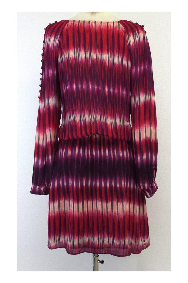 Current Boutique-Parker - Purple, Red & Green Silk Striped Dress Sz L