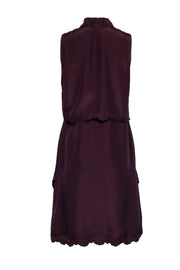 Current Boutique-Parker - Purple Sleeveless Embroider Lace Trims Button Front Dress Sz L