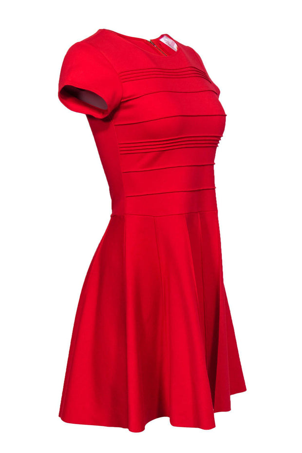 Current Boutique-Parker - Red A-Line Ribbed Cap Sleeve Dress Sz M