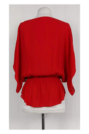 Current Boutique-Parker - Red Fluted Sleeve Blouse Sz S