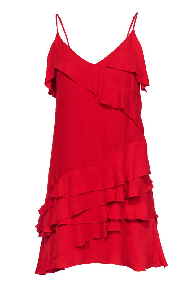 Current Boutique-Parker - Red Ruffle Tier Silk Dress Sz S
