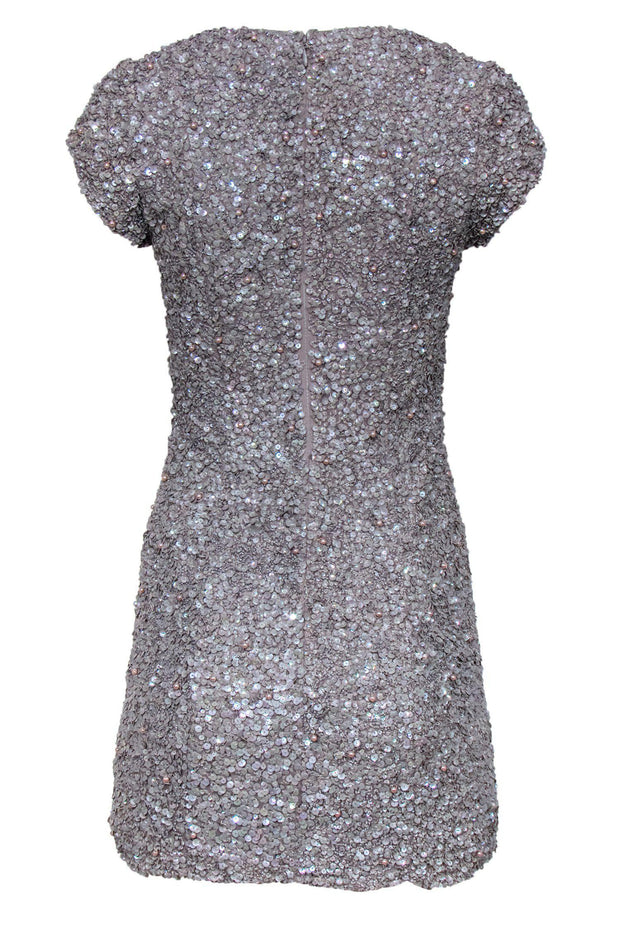 Current Boutique-Parker - Silver Sequin & Pearl Embellished Sheath Dress Sz S