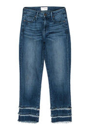 Current Boutique-Parker Smith - Medium Wash Slim Leg Crop Jeans w/ Fringe Sz 25