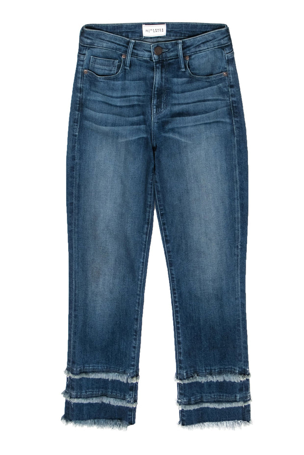 Current Boutique-Parker Smith - Medium Wash Slim Leg Crop Jeans w/ Fringe Sz 25