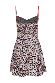 Current Boutique-Parker - White & Orange Leopard Print Sleeveless Fit & Flare Dress Sz L