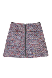 Current Boutique-Parker - White, Red & Blue Metallic Tweed Zip-Up Miniskirt Sz S