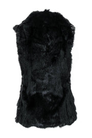 Current Boutique-Patrizia Luca - Black Rabbit Fur Zip-Up Vest Sz S