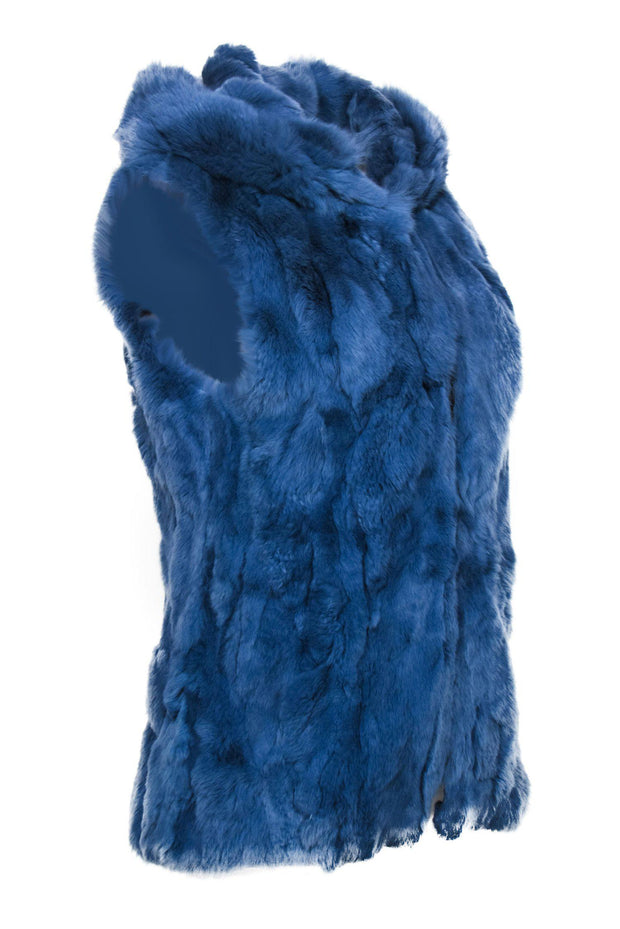 Current Boutique-Patrizia Luca - Smokey Blue Rabbit Fur Vest Sz S