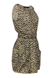 Current Boutique-Patterson J. Kincaid - Beige & Black Bohemian Print Sleeveless Fit & Flare Dress Sz S