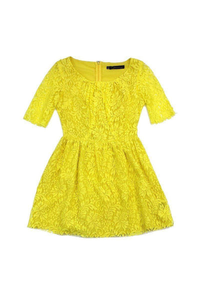 Current Boutique-Patterson J. Kincaid - Yellow Lace Cotton Blend Dress Sz XS