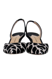 Current Boutique-Paul Andrew - Black & White Giraffe Print Calf Hair Slingback Kitten Pumps Sz 7.5